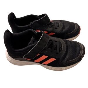 Adidas Kids Sneakers Black Pink Hook & Loop Running Shoes Size 11.5K